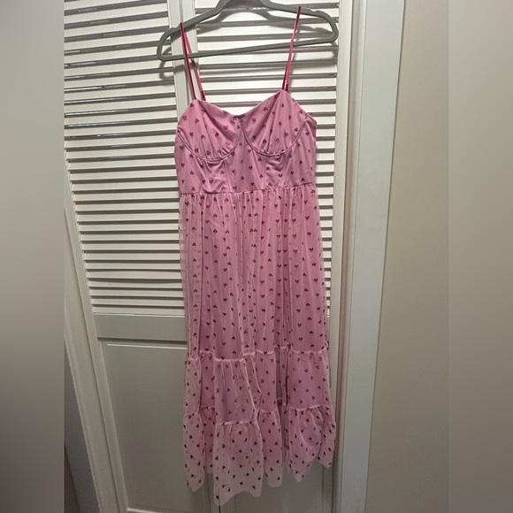 Betsey Johnson Dresses & Skirts - Betsey Johnson Pink Maxi Dress with Heart Print